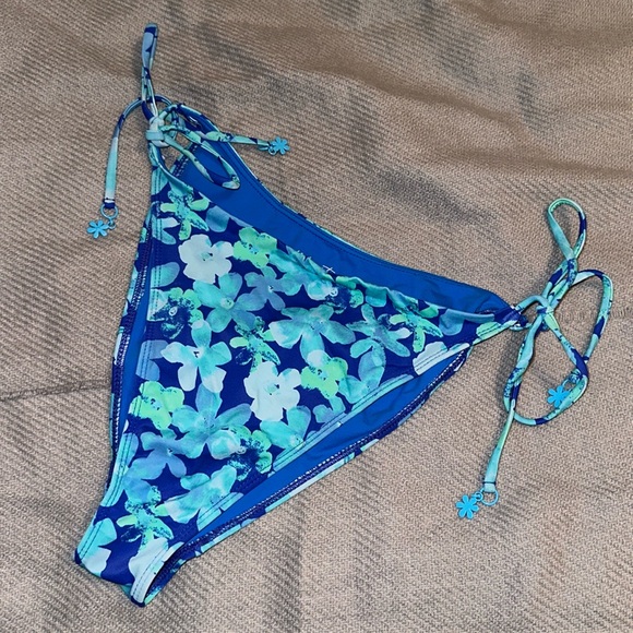 LA HEARTS SIZE LARGE BLUE FLORAL SWIM BOTTOM - Picture 1 of 7